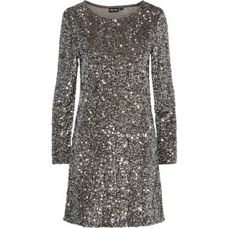 Pieces - Pckam Ls New Dress - 4641538 Morel Silver Sequins