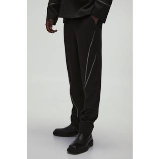 Mens Black Slim Fit Zip Multi Zip Detail Tailored Trousers