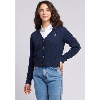 U. S. Polo Assn U. S. Polo Assn. Blue Cable Knit Womens Cropped Cardigan