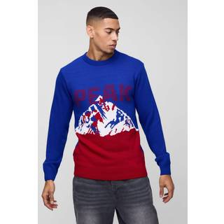 Mens Cobalt Regular Fit Peak Knitted Jumper