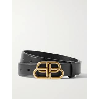 Balenciaga BB logo leather belt - black - 90CM