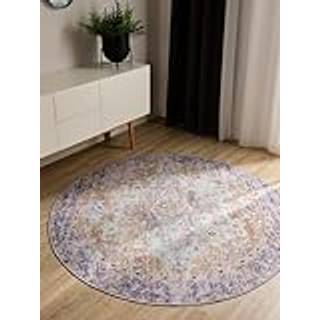 ATLAS Flerfarvet Lilla Vaskbart Tæppe - Rund / ø 120 cm / Flerfarvet