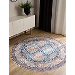 ATLAS Blå Vaskbart Tæppe - Rund / ø 160 cm / Blå