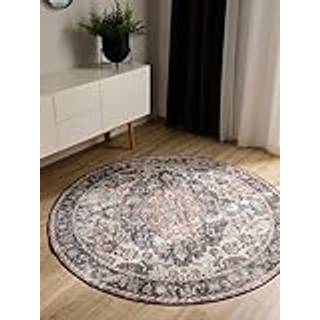 ATLAS Flerfarvet Rød Vaskbart Tæppe - Rund / ø 120 cm / Flerfarvet