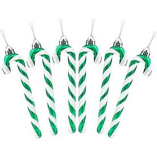 Julekoncepter Pakke med 6-13 cm glitter slikr?rjuledekorationer/ornamenter (Emerald Green)