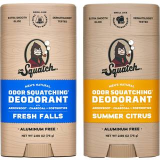 Dr. Squatch Natural Deodorant til Mnd - Lugt-squatching Mnds Deodorant Aluminium Fri - Fresh Falls + Summer Citrus (2,65 oz 2 Pack)