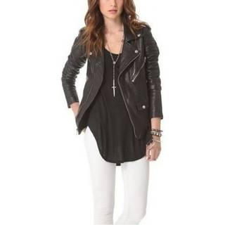 Notyz Biker Jacket W. Big Zippers Skind 11224 Black W. Silver Acc. (44)