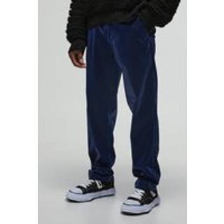 Mens Navy Straight Fit Liquid Nylon Trousers