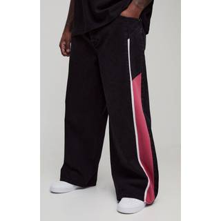 Mens Black Plus Baggy Moto Panel Jeans