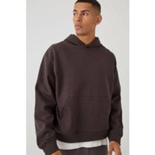 Mens Chocolate Oversized Boxy Heavyweight Interlock Hoodie