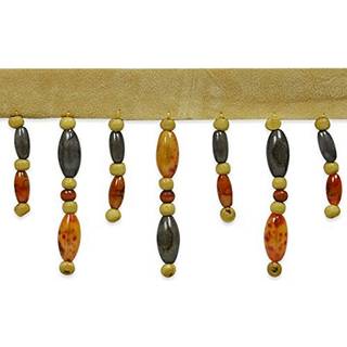 Trimmer ved g?rden Faux Suede Beaded Fringe Brown Multi | (10 yard klip) Trim 10 yd
