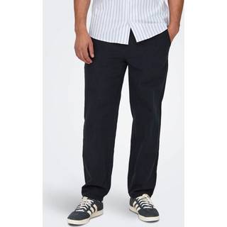 ONLY & SONS Sinus Loose Cotton Linen Pants Dark Navy