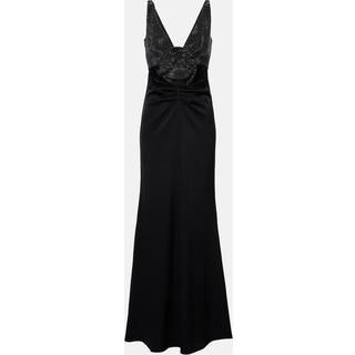 Roland Mouret Floral-appliquÃ© embellished satin crÃªpe gown - black - XS