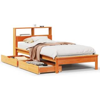 seng med reol uden madras 75x190 cm massivt fyrretræ gyldenbrun