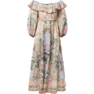 Zimmermann Wylie floral linen midi dress - multicoloured - XXS