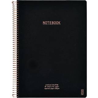 Kozo Premium Notesbog | A4 | Kvadreret | Black