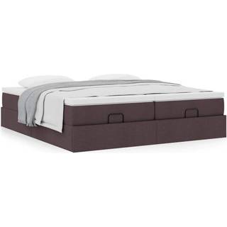 osmannisk sengeramme med madrasser 200x200 cm stof mørkebrun