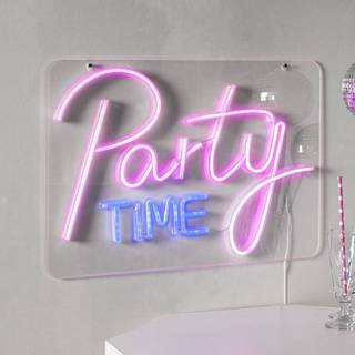 STAR TRADING LED-væglampe Party Time, pink/hvid plexiglas 48 x 36 cm USB Time, Klar/gennemsigtig, Stue/spisestue, Plast, Ungdommelig stilretning