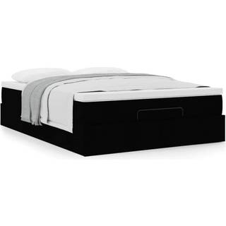 osmannisk sengeramme med madras 140x200 cm stof sort