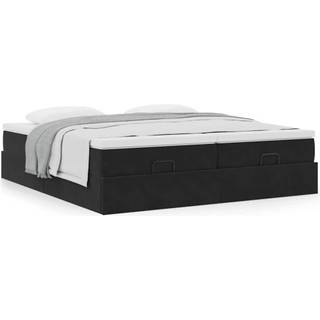 Osmannisk Sengeramme Med Madrasser Fløjl - Sort / 200 x 200 cm