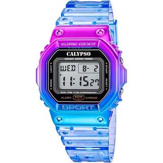 Calypso - Digitalt blå og fushia unisex ur i plastik