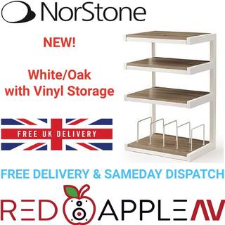NorStone ESSE Hi-Fi Vinyl rack med 4 hylder | Eg / Hvid | PRIS-MATCH