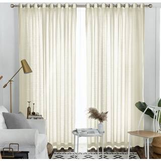 Melodieux semi -rene gardiner 108 tommer lange til stue Sovev?relse ekstra langt linned Look Rustic Grommet Cream Yellow Patio Drapes 52 x 108 to
