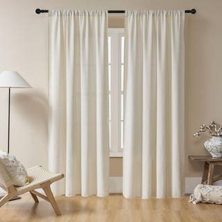 Joydeco beige boho gardiner 96 tommer lange 2 paneler s?t fl?de boho gardiner til sovev?relse stue super bl?dt lys filtrering land rustik semi re