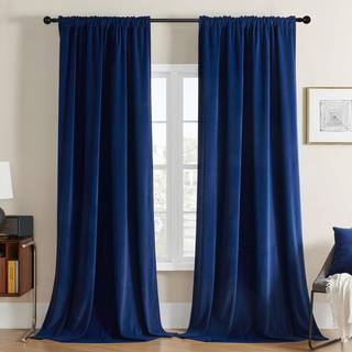 Joydeco Blue Velvet Gardiner 108 tommer l?ngde 2 Paneler Burg S?t Luksusstang Lomme Termisk isoleret vindue Blackout Curtain Room Darkering Drape