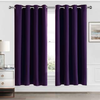 Cucraf lilla m?rkl?gningsgardiner 63 tommer l?ngde 2 paneler s?t v?relse m?rkere gardiner og gardiner til stue sovev?relse termisk isoleret lys b