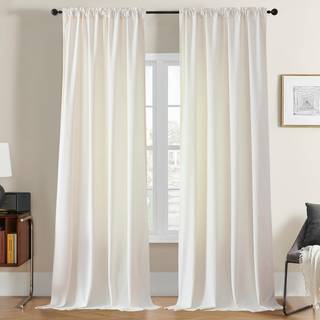 Joydeco White Velvet Curtains 84 tommer l?ngde 2 Paneler Luksus Blackout Rod Pocket Termisk isoleret vinduesgardiner Super Soft Room Darkering Dr