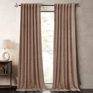 Pony Dance Champagne -gardiner 108 tommer til stue med rygfanen Top Classic Soild Room Darkering Velvet Window Behandling til sovev?relsess?t p?