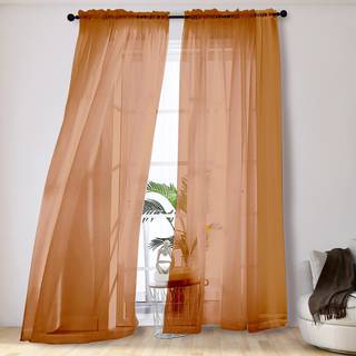 Ovzme orange rene gardiner 108 tommer lange lysfiltrering semi gennemsigtigt letv?gt voile stang lomme vindue gardiner til sovev?relse stue w42 x