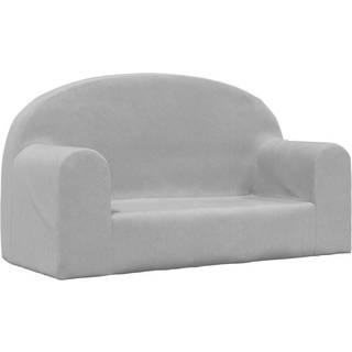 2-personers sofa til børn blødt plys lysgrå