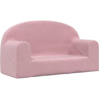 2-personers sofa til børn blødt plys lyserød