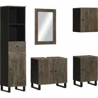 møbelsæt til badeværelse 5 dele massivt mangotræ sort