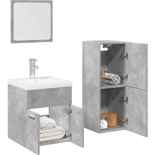 Møbelsæt Til Badeværelse 3 Dele Konstrueret Træ - Betongrå / 41 x 38.5 x 46 cm