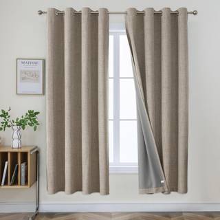 JoyDeco Blackout Curtains 72 inches Long Natural Linen Room Darkering Gardiner Til sovev?relsesstrukturerede stue gardiner 72 tommer lange med gr