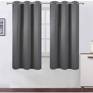 Lemomo Gray Blackout Gardiner 42 x 63 tommer l?ngde/s?t med 2 gardinpaneler/termisk isoleret rum m?rkere m?rkl?gningsgardiner til sovev?relse