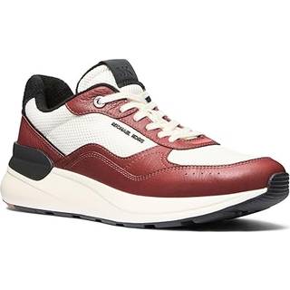 MK Trevor Leather and Stretch Knit Trainer - Red - Michael Kors - EU 42