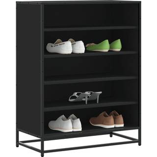 Skoskab 75X38X97,5 Cm Konstrueret Træ Og Metal - Sort