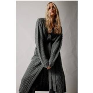 Lts Tall Charcoal Grey Cable Knit Midi Cardigan Size 18-20
