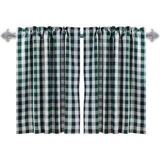 AIKING HJEM LETTE Lille vinduesbehandlingsgardin-2-paneler Picnic-rutet m?nster k?kkengardinniveauer med 2,5 tommer stanglomme polyester (28x24 t