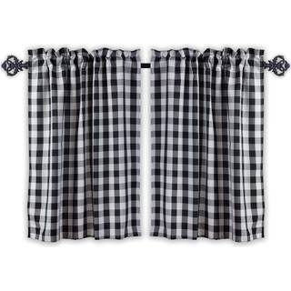 AIKING HJEM-niveauer Lille vinduesbehandlingsgardin-2-paneler Picnic-rutet m?nster K?kkengardinniveauer med 2,5-tommer stanglomme polyester (28x3