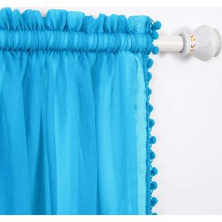 Elegant komfort semi -sheer pom pom kvaster gardiner - 2 paneler s?t - med 2 tommer stanglomme - faste rene gardin gardiner til stue sovev?relse