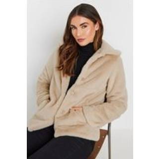 Lts Tall Beige Brown Faux Fur Coat Size 22