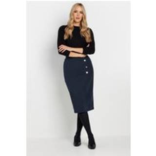 Lts Tall Navy Blue Tailored Button Midi Skirt Size 16