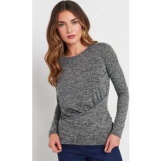 Lts Tall Grey Marl Soft Touch Ruched Top 22-24 Lts | Tall Women's Long Sleeve Tops