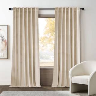 TopFinel Cream Velvet Gardiner til sovev?relse 96 tommer l?ngde 2 paneler Moderne Boho Rod Pocket Blackout Window Treatments Gardiner 96 tommer l