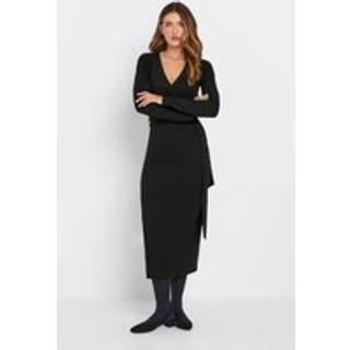 Lts Tall Black Wrap Midi Dress Size 12